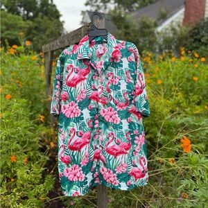 Flamingo Print Hawaiian Shirt